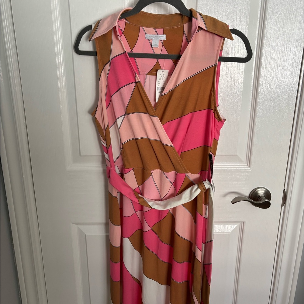 Pink and Brown Wrap Dress